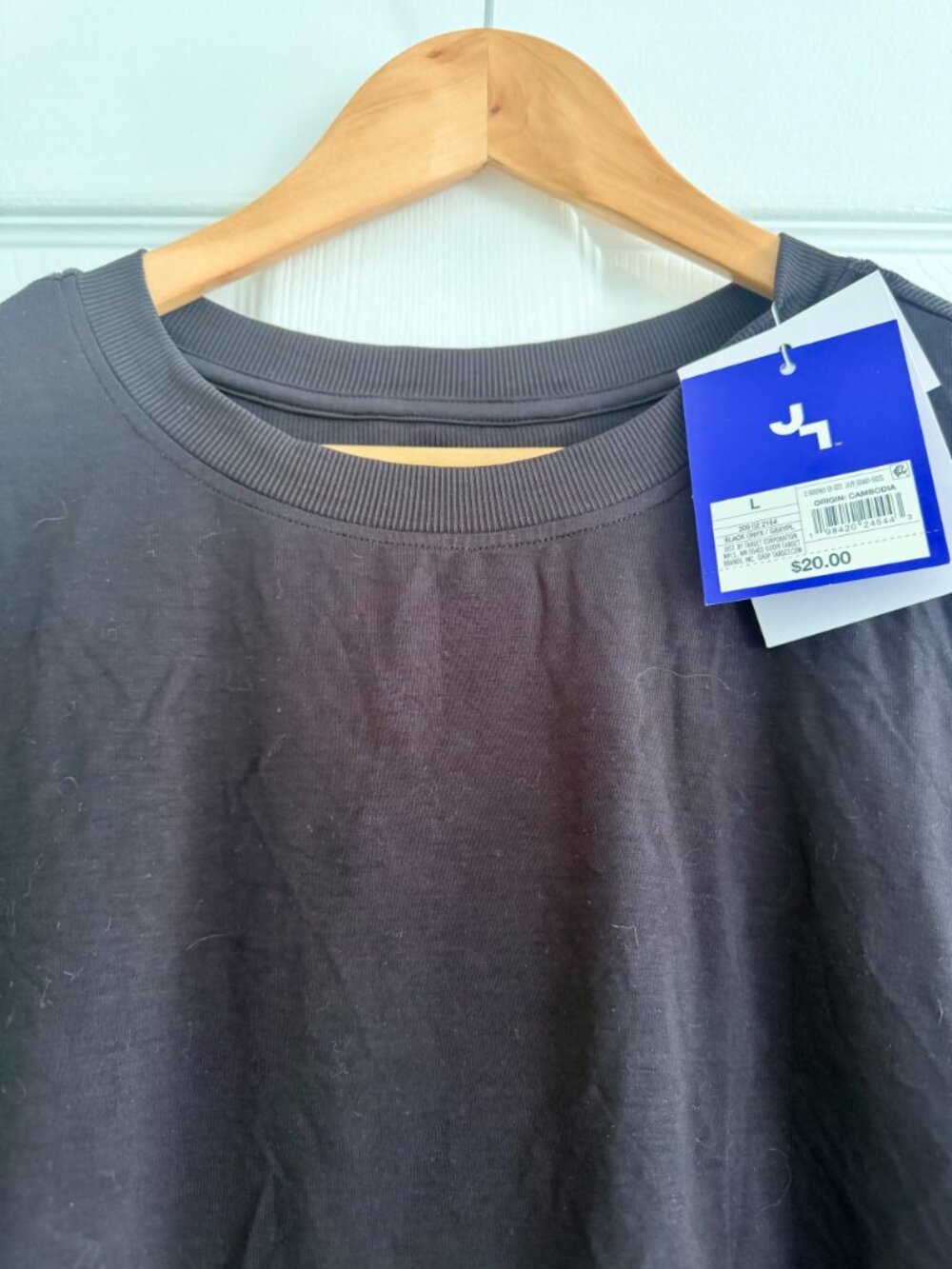 JoyLab Black Onyx Oversized Boxy Cropped Tee Size L NWT - Picture 2 of 6